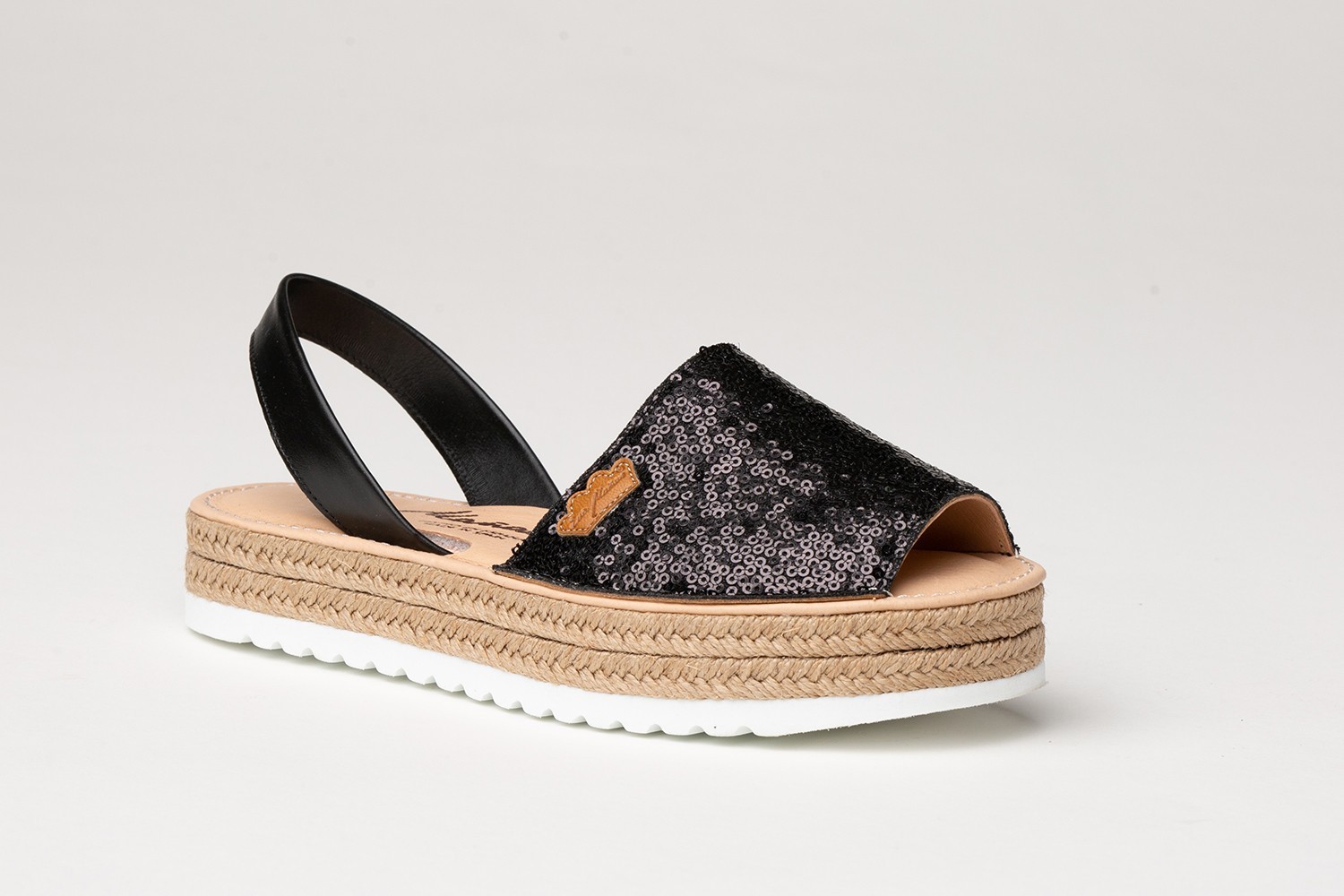 IBICENCA GLITTER-SEQUINS EVA MAÑAS "GEL-MEMORY FOAM" NEGRO