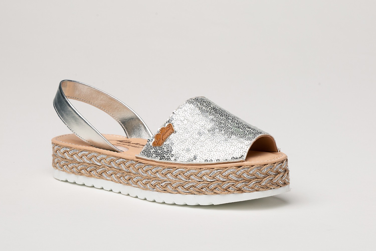 IBICENCA GLITTER-SEQUINS EVA MAÑAS "GEL-MEMORY FOAM" PLATA