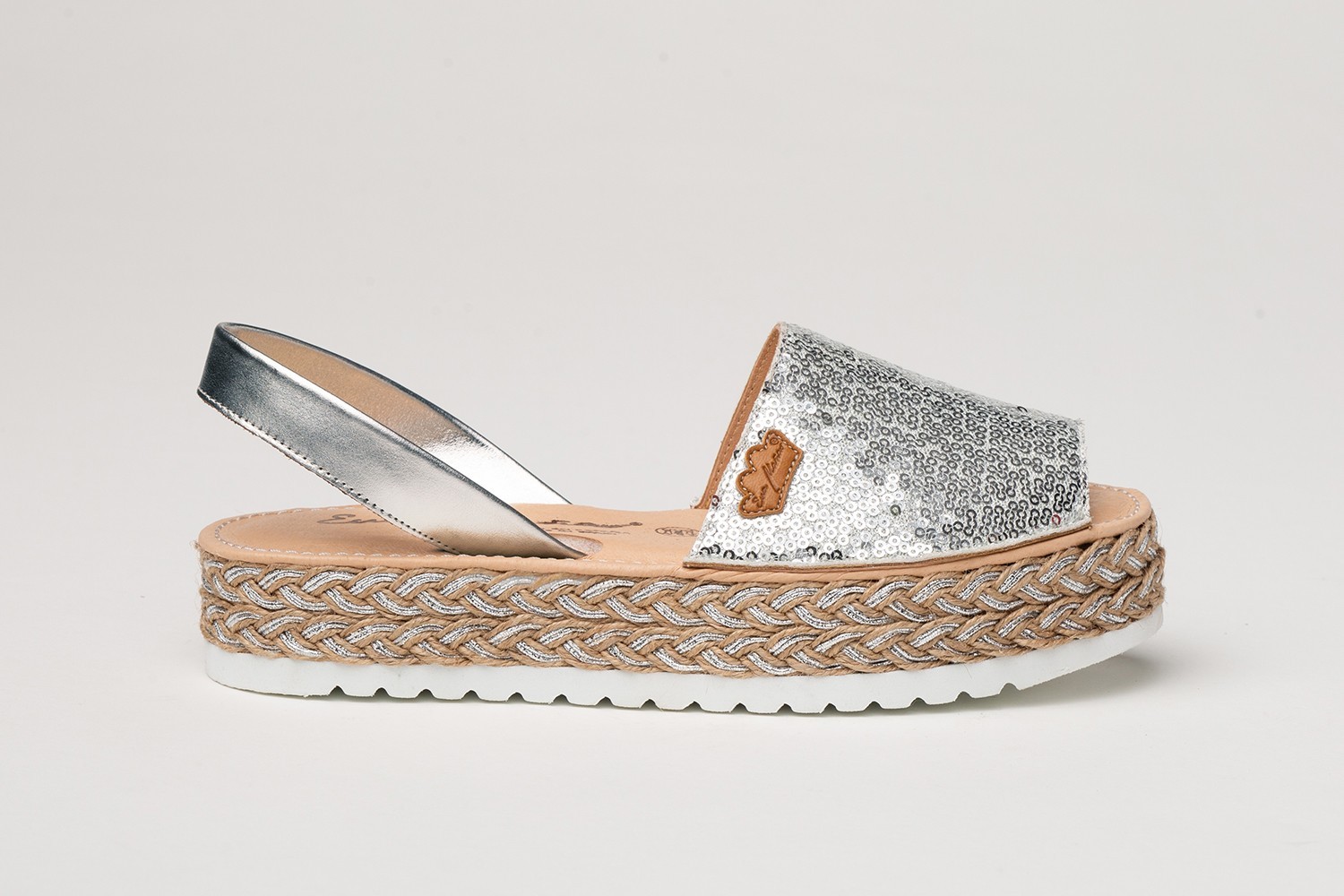 IBICENCA GLITTER-SEQUINS EVA MAÑAS "GEL-MEMORY FOAM" PLATA