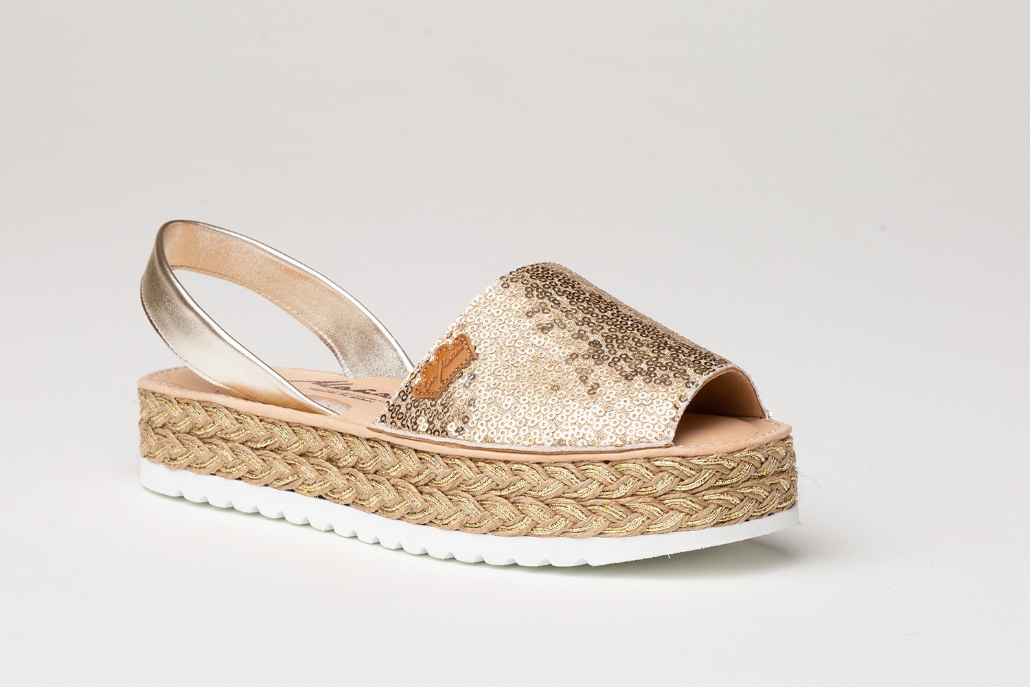 IBICENCA GLITTER-SEQUINS EVA MAÑAS "GEL-MEMORY FOAM" PLATINO