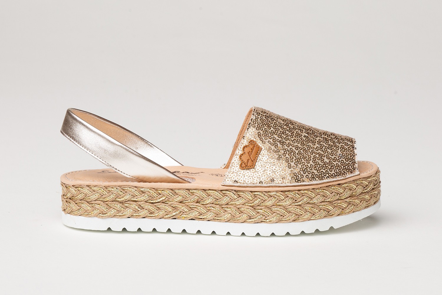 IBICENCA GLITTER-SEQUINS EVA MAÑAS "GEL-MEMORY FOAM" PLATINO