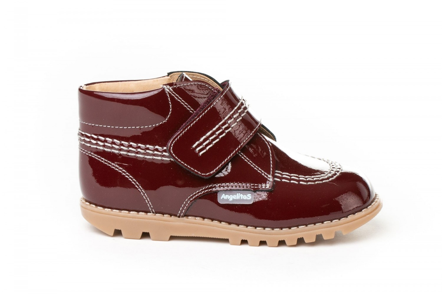 BOTA VELCRO ANGELITOS BURDEOS