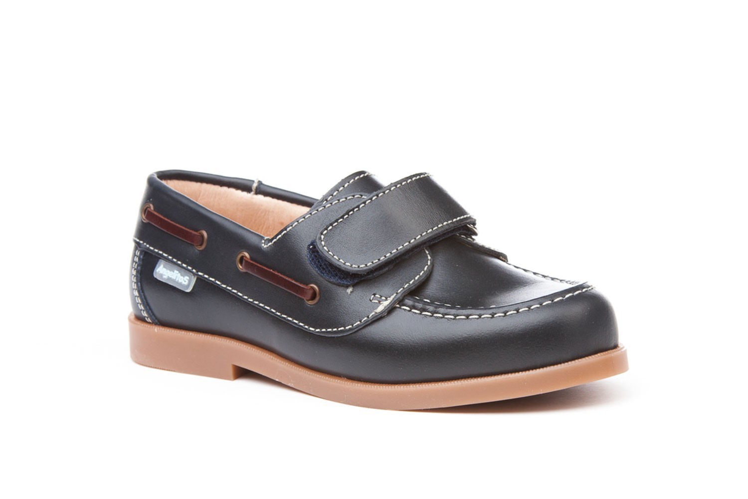 ANGELITOS NÁUTICO DE NIÑO EN PIEL CON VELCRO AZUL MARINO