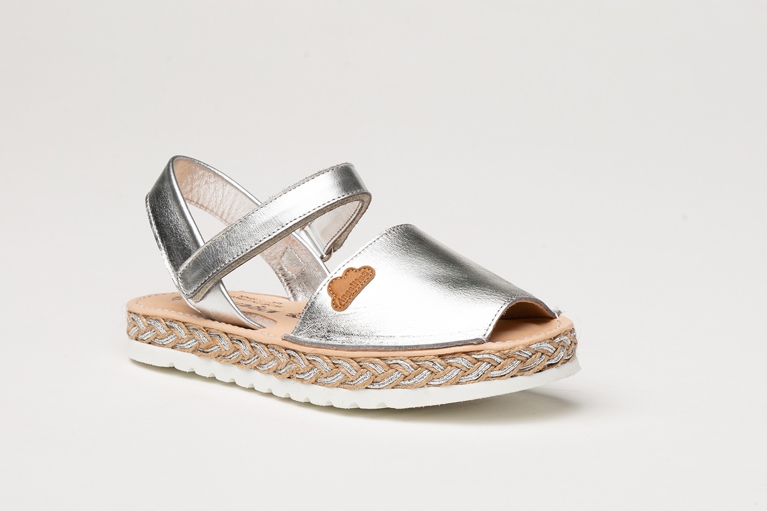MENORQUINA VELCRO METALIZADA ANGELITOS "GEL-MEMORY FOAM" PLATA