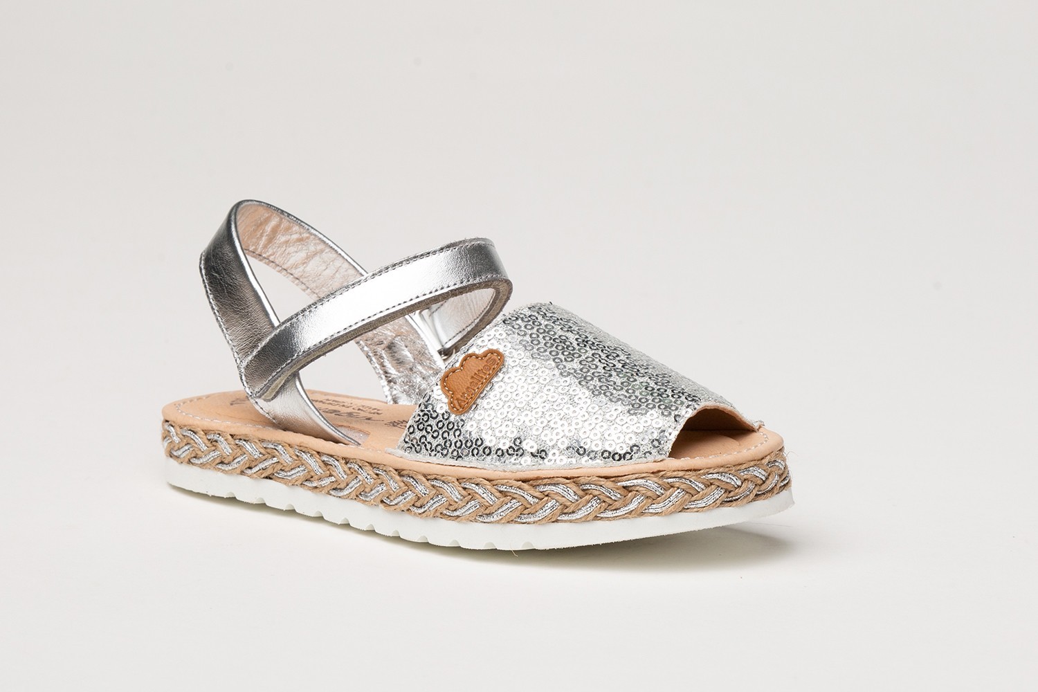 MENORQUINA VELCRO GLITTER-SEQUINS ANGELITOS "GEL-MEMORY FOAM" PLATA