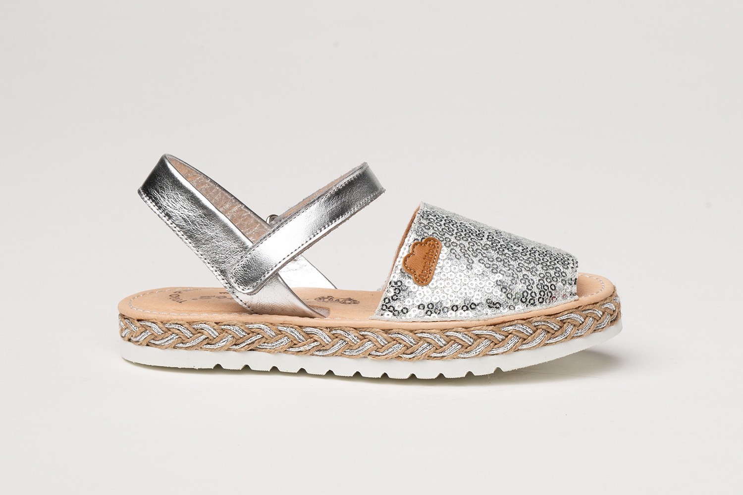 MENORQUINA VELCRO GLITTER-SEQUINS ANGELITOS "GEL-MEMORY FOAM" PLATA