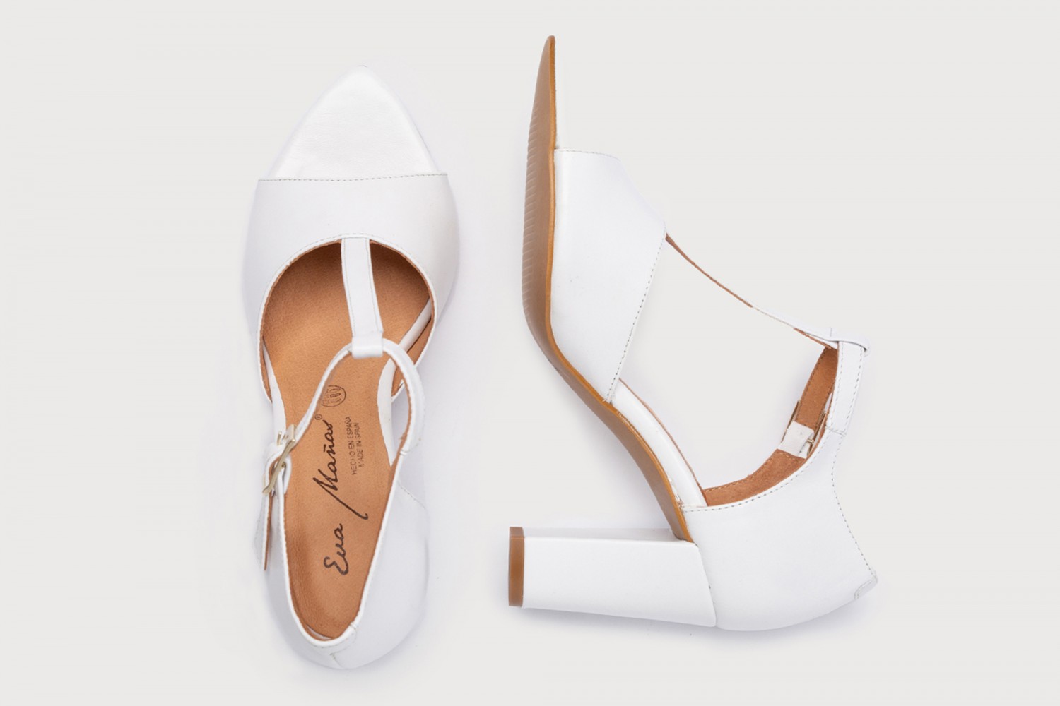 SANDALIAS BLANCO PULSERA CERRADA NAPA EVA MAÑAS 7.5 CM "GEL-MEMORY FOAM"
