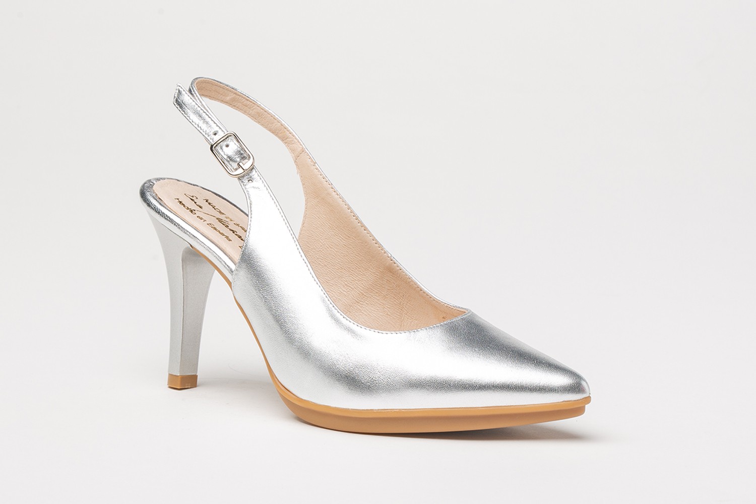 ZAPATO SALÓN PLATA ABIERTO NAPA EVA MAÑAS 8.5 CM "GEL-MEMORY FOAM"