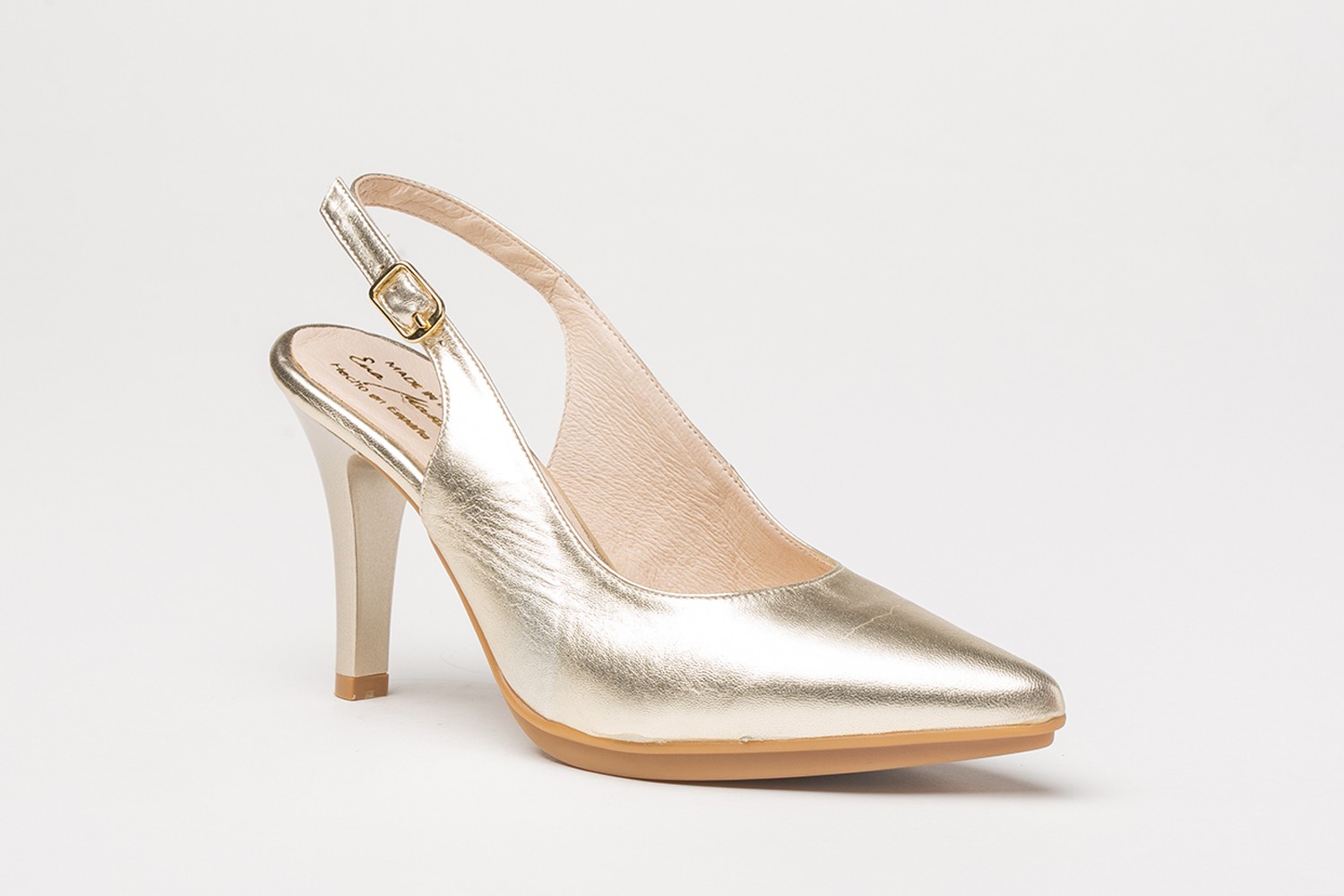 ZAPATO SALÓN PLATINO ABIERTO NAPA EVA MAÑAS 8.5 CM "GEL-MEMORY FOAM"