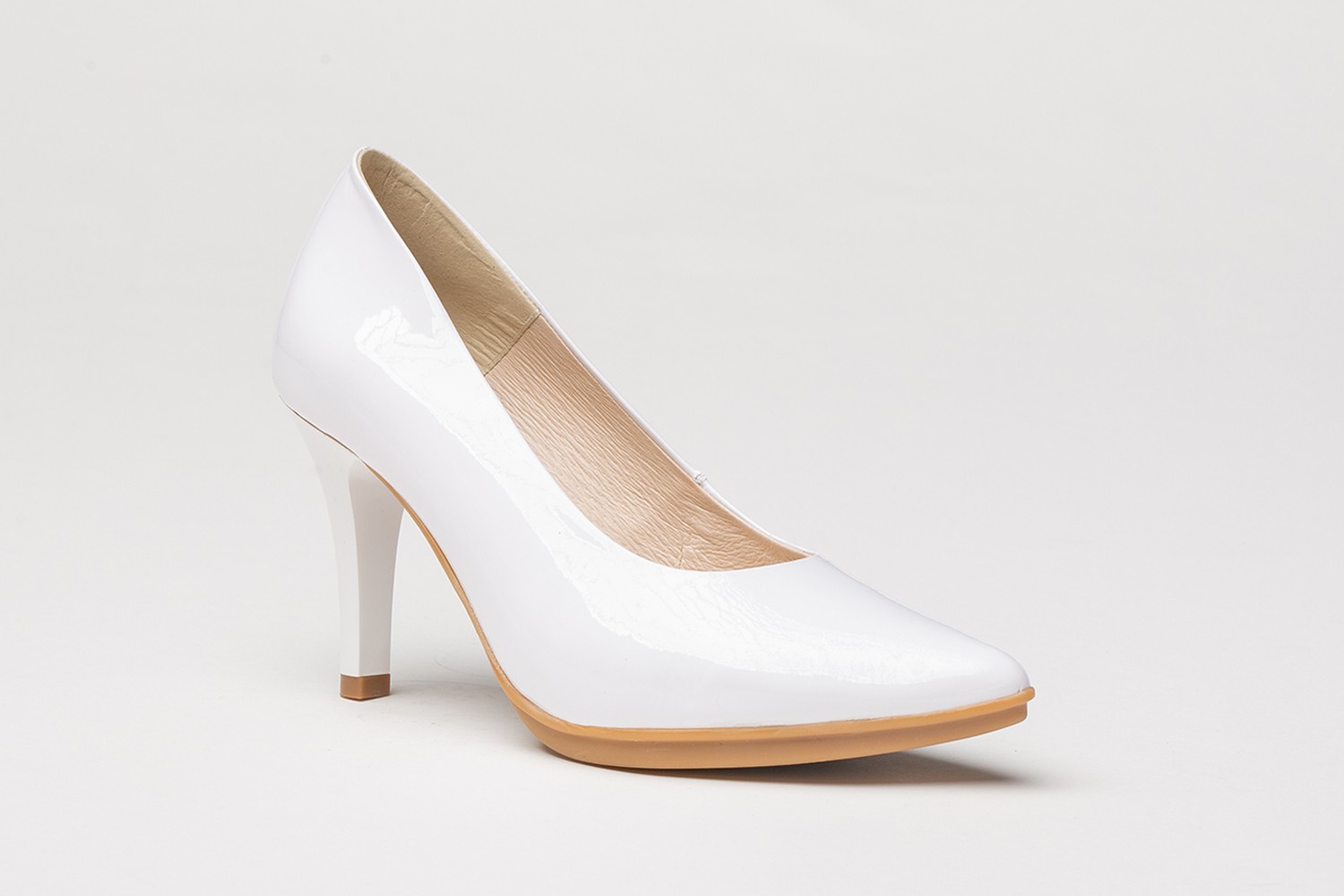ZAPATO SALÓN BLANCO CHAROL EVA MAÑAS 8.5 CM "GEL-MEMORY FOAM"