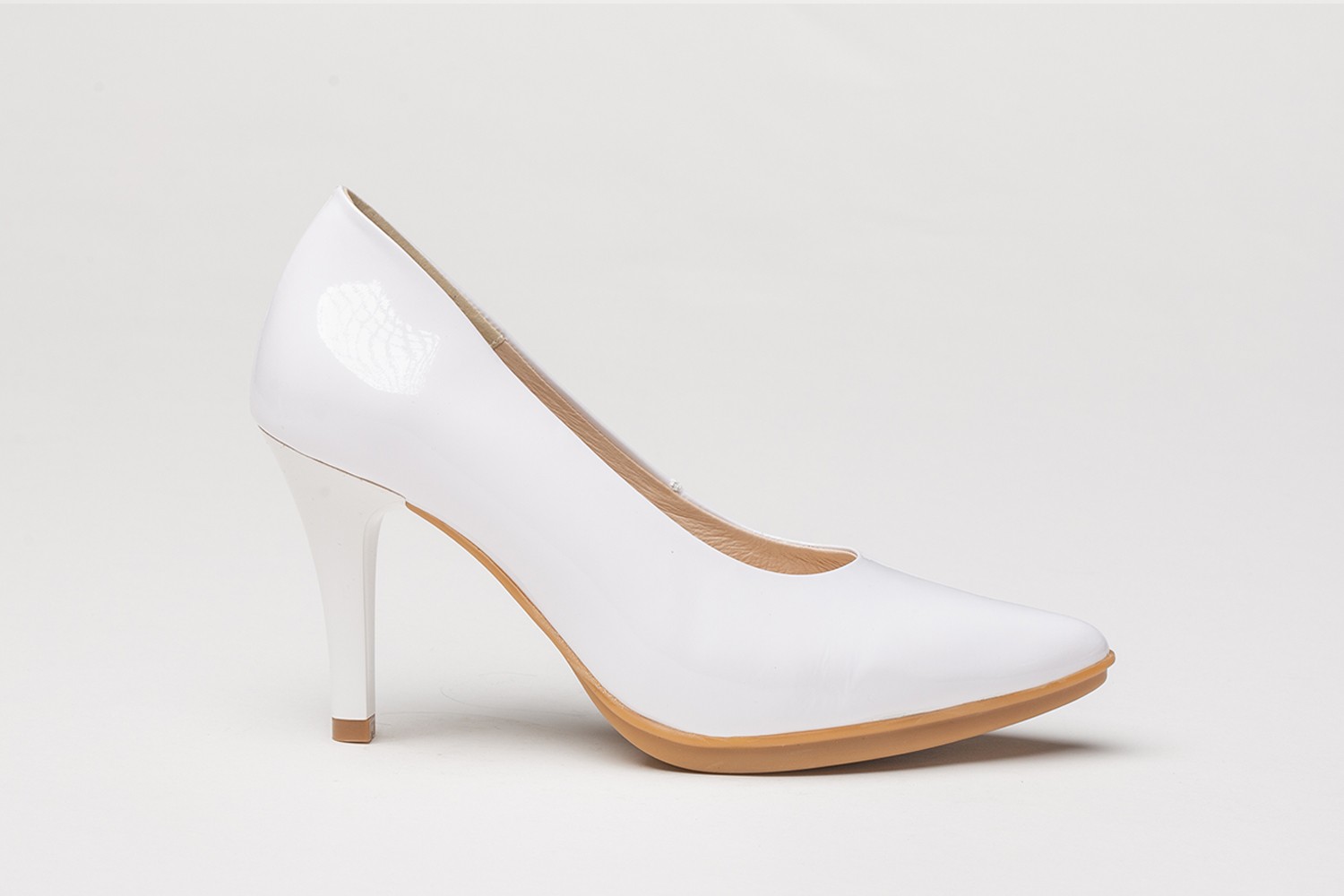 ZAPATO SALÓN BLANCO CHAROL EVA MAÑAS 8.5 CM "GEL-MEMORY FOAM"