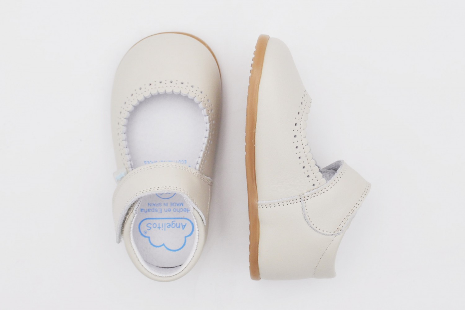 MERCEDITA BEIGE NAPA CALZADO RESPETUOSO VELCRO ANGELITOS SUELA DROP 0
