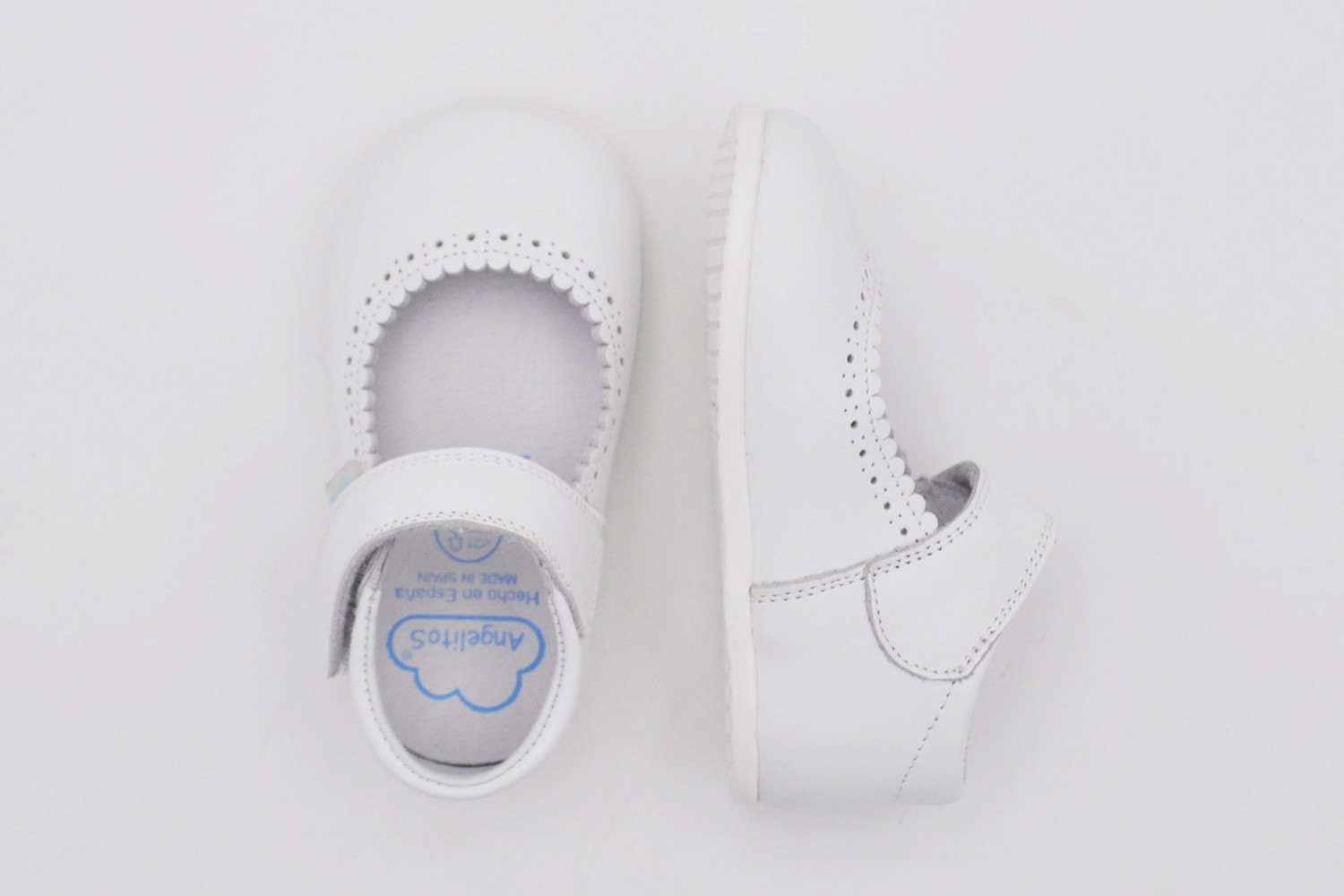 MERCEDITA BLANCO NAPA CALZADO RESPETUOSO VELCRO ANGELITOS SUELA DROP 0