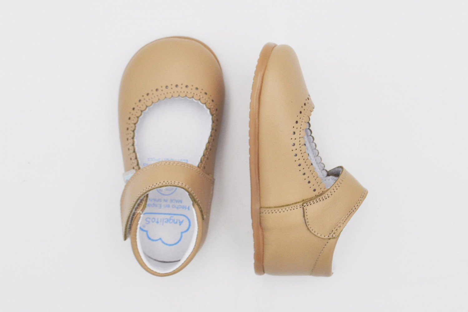 MERCEDITA CAMEL NAPA CALZADO RESPETUOSO VELCRO ANGELITOS SUELA DROP 0