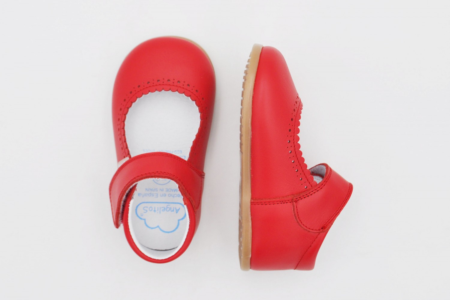 MERCEDITA ROJA NAPA CALZADO RESPETUOSO VELCRO ANGELITOS SUELA DROP 0
