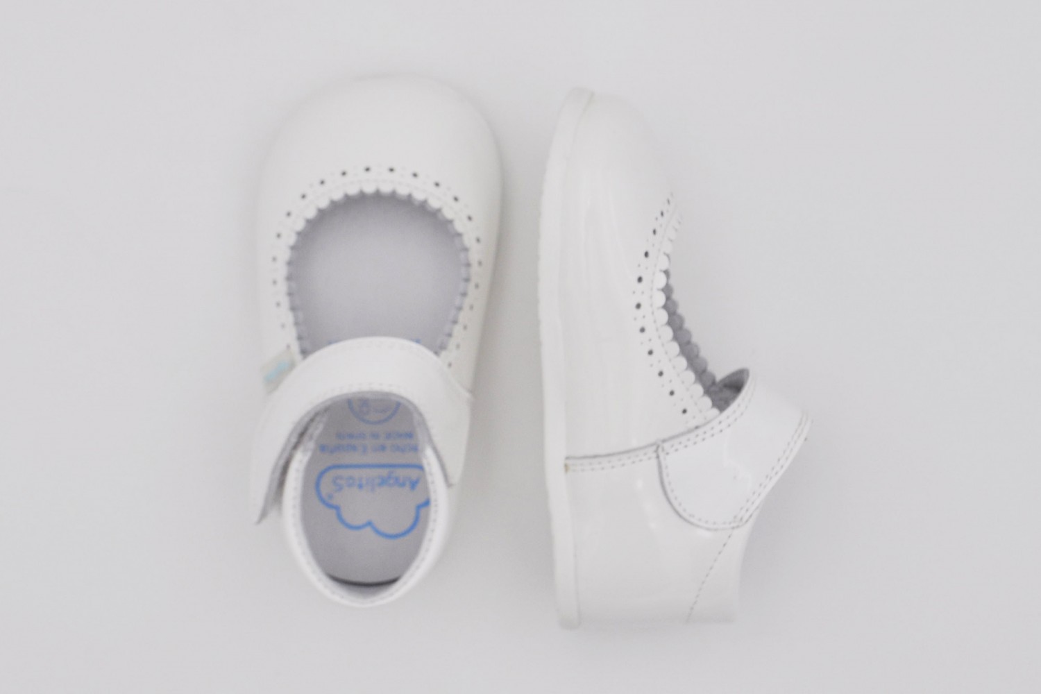MERCEDITA BLANCO CHAROL CALZADO RESPETUOSO VELCRO ANGELITOS SUELA DROP 0