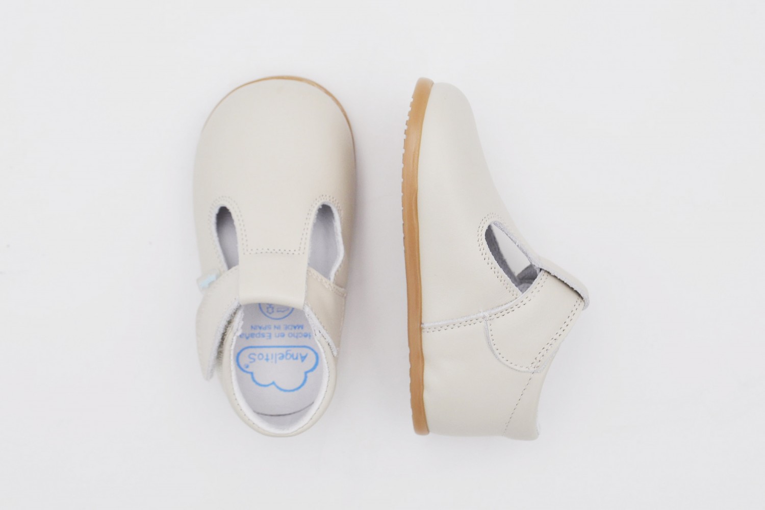 PEPITO BEIGE NAPA CALZADO RESPETUOSO VELCRO ANGELITOS SUELA DROP 0