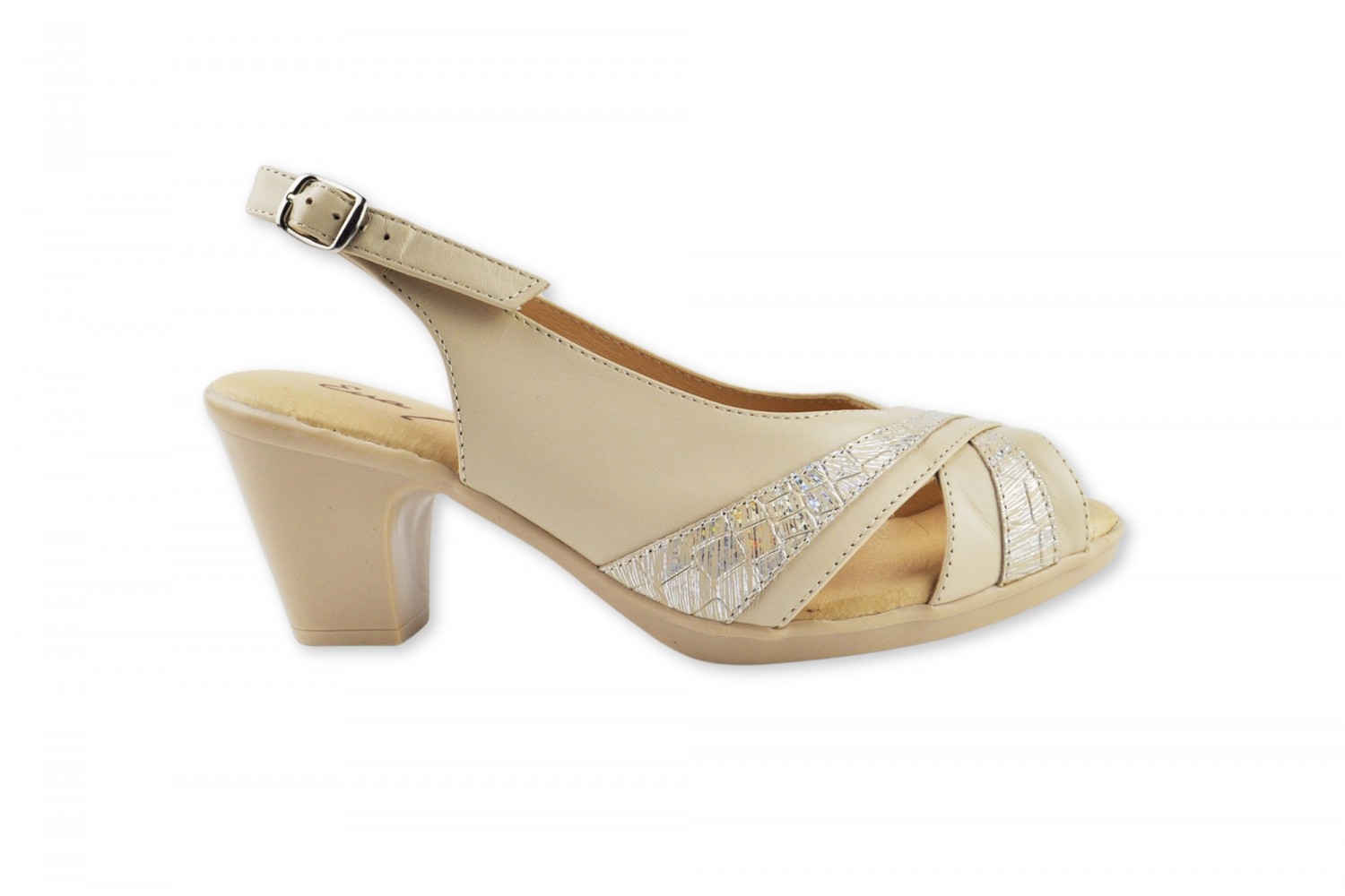 PEEP-TOE BEIGE DESTALONADO PIEL CRUZADO CONFORT EVA MAÑAS