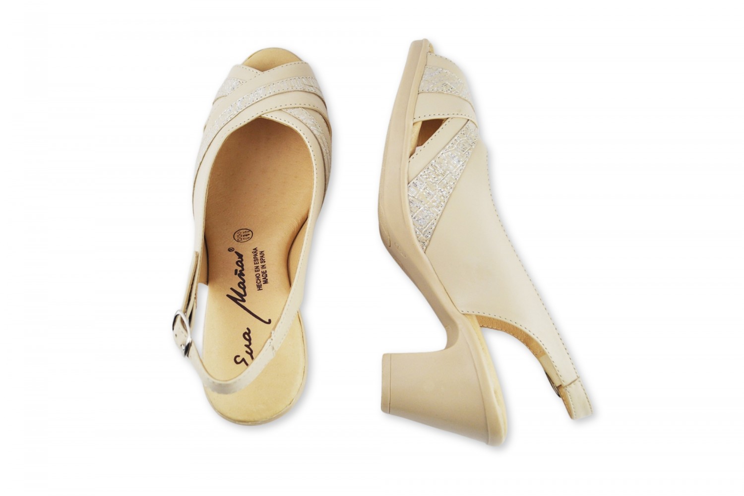 PEEP-TOE BEIGE DESTALONADO PIEL CRUZADO CONFORT EVA MAÑAS