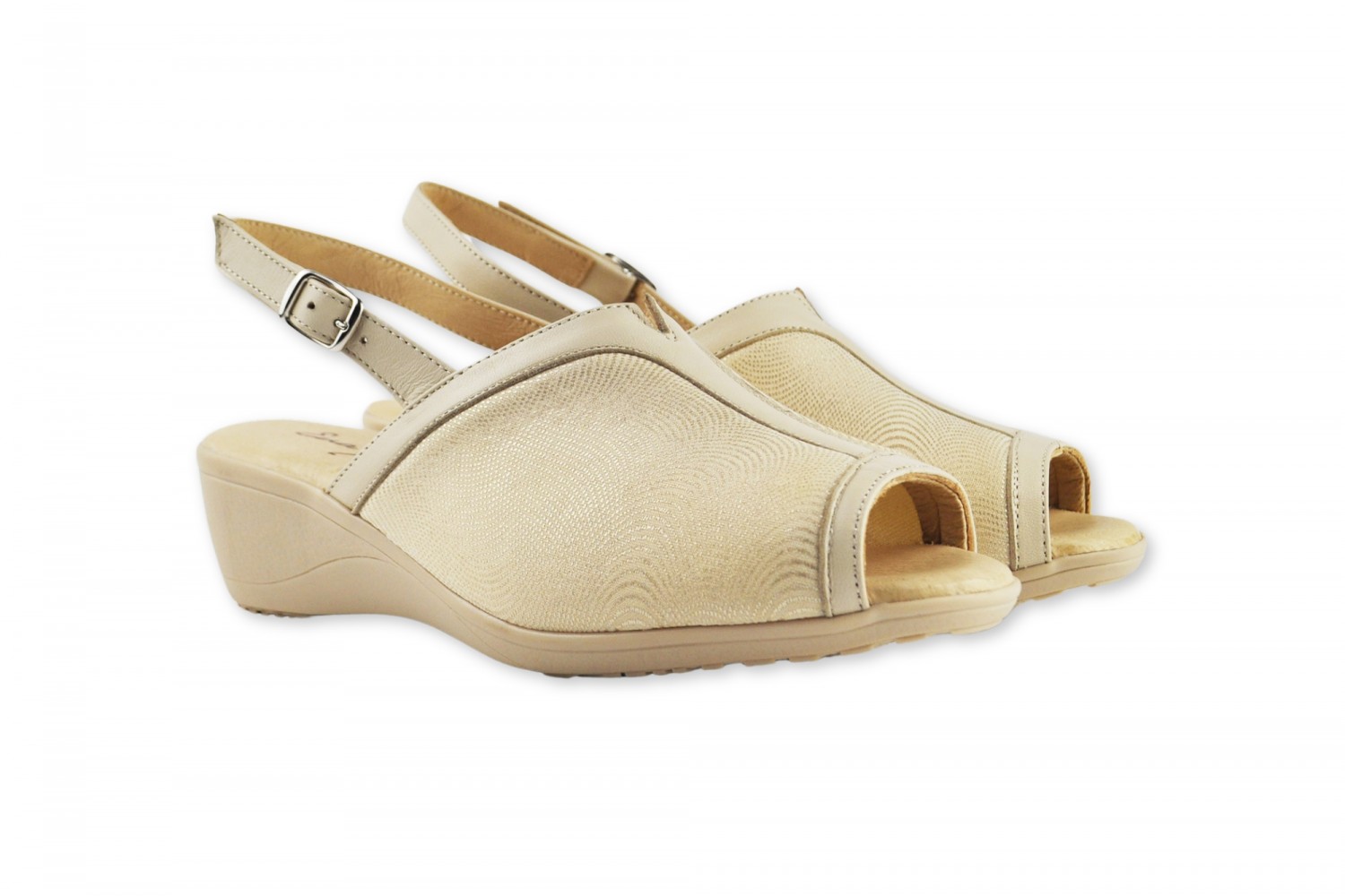 PEEP-TOE BEIGE SANDALIA DESTALONADA PIEL CONFORT EVA MAÑAS