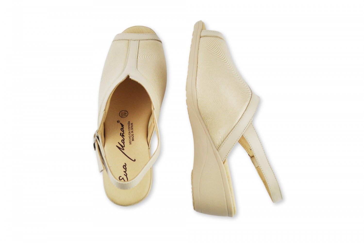 PEEP-TOE BEIGE SANDALIA DESTALONADA PIEL CONFORT EVA MAÑAS