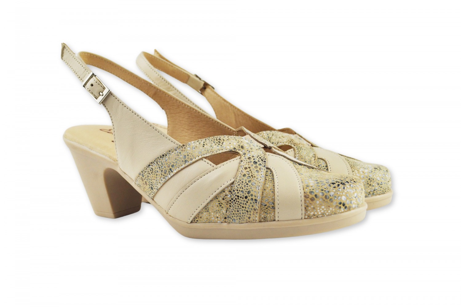 ZAPATO DESTALONADO BEIGE PIEL ESTAMPADO CONFORT EVA MAÑAS