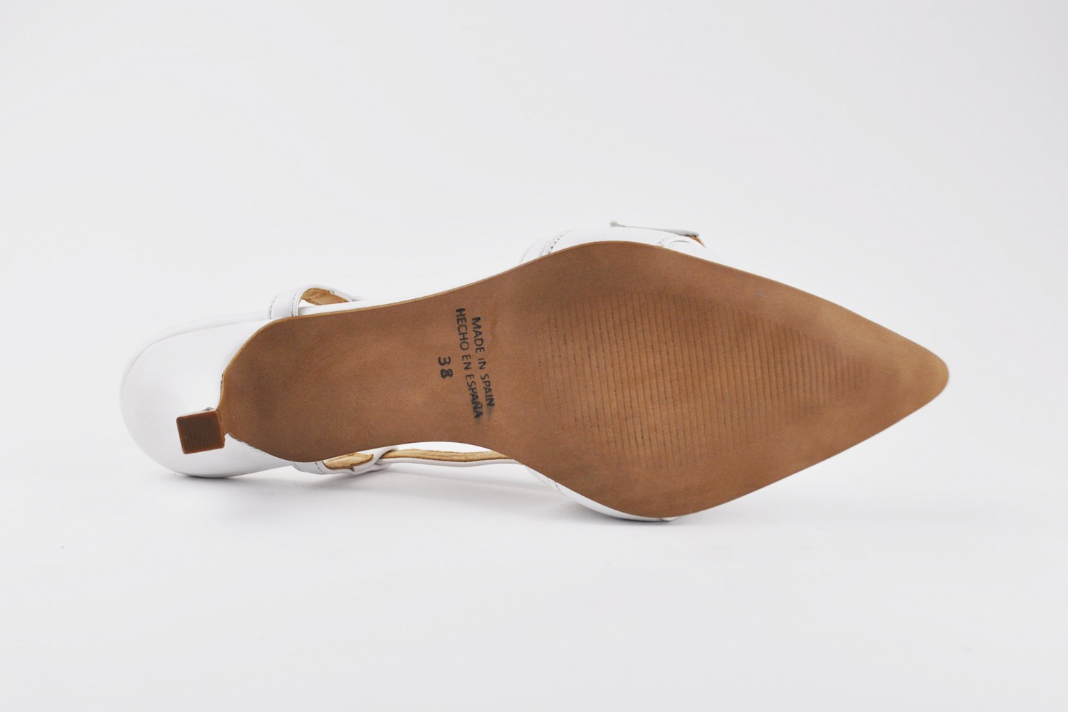 ZAPATO SALÓN BLANCO ABIERTO NAPA HEBILLA EVA MAÑAS 5.5 CM "GEL-MEMORY FOAM"
