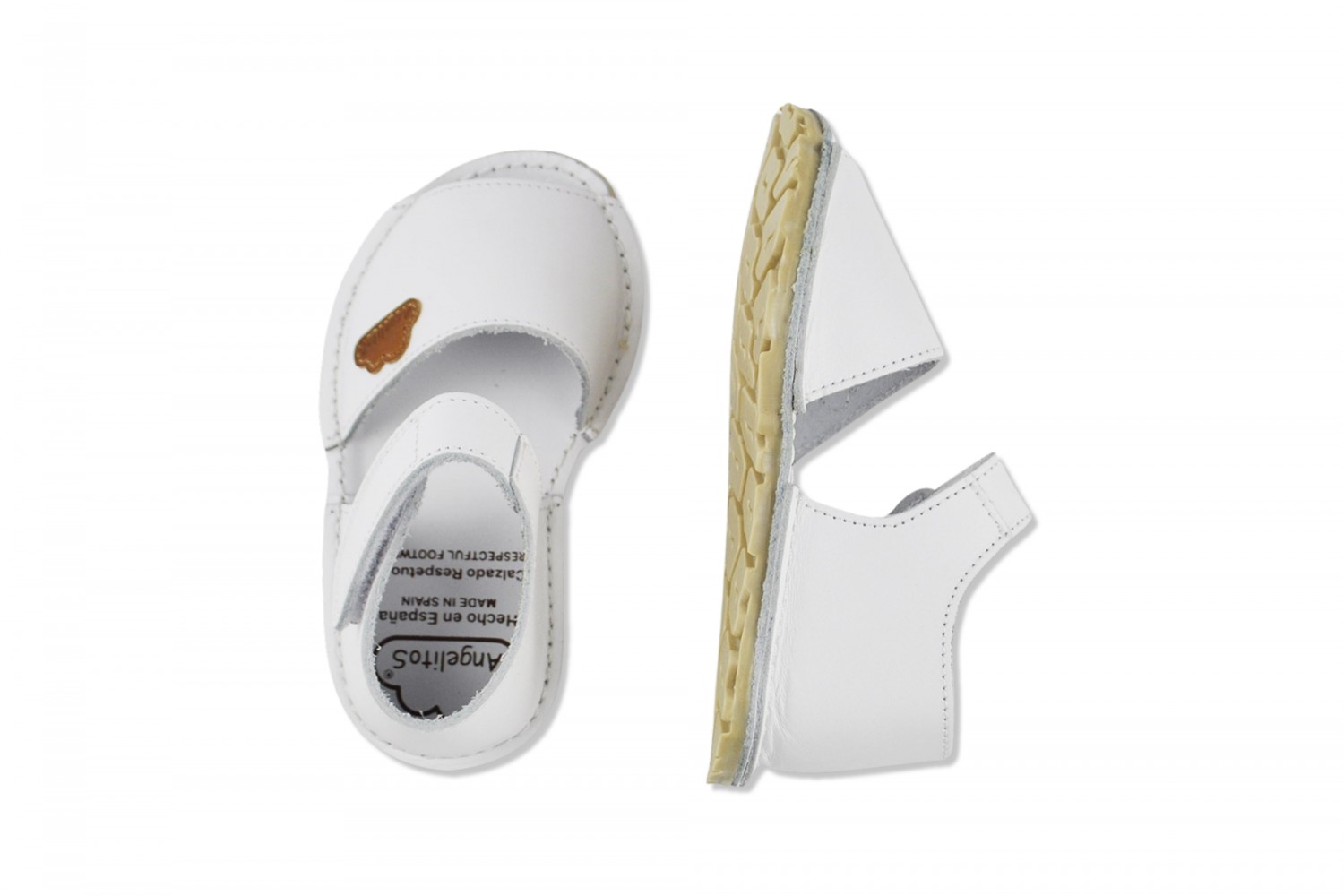MENORQUINA BLANCO TALÓN CERRADO VELCRO CALZADO RESPETUOSO ANGELITOS