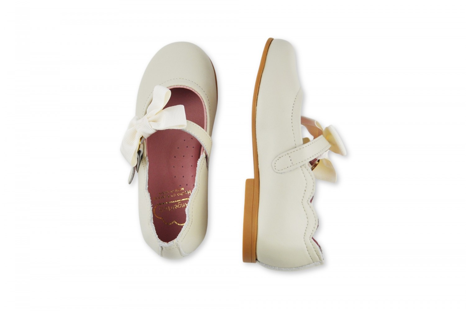 ANGELITOS MERCEDITA DE NIÑA CON HEBILLA Y LAZO BEIGE