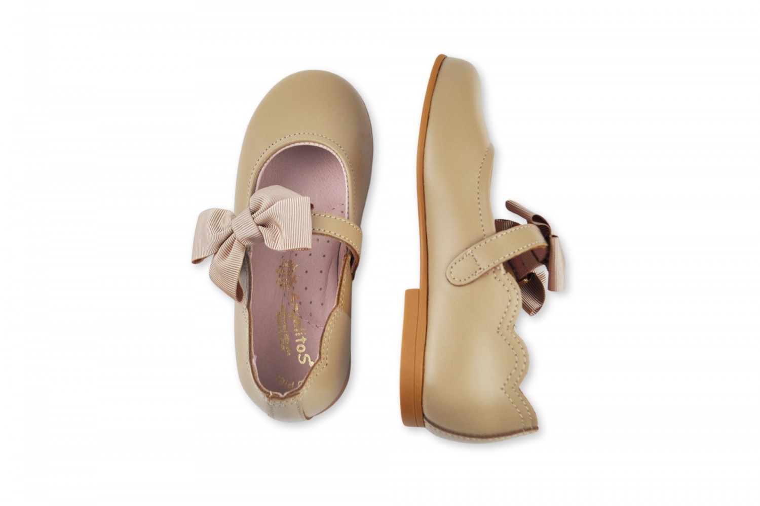 ANGELITOS MERCEDITA DE NIÑA CON HEBILLA Y LAZO CAMEL
