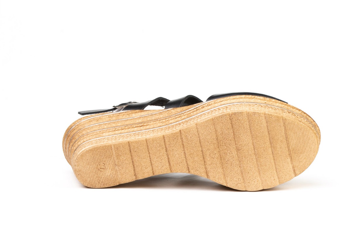 SANDALIAS NEGRAS CUÑA VAQUETILLA EVA MAÑAS "GEL-MEMORY FOAM"