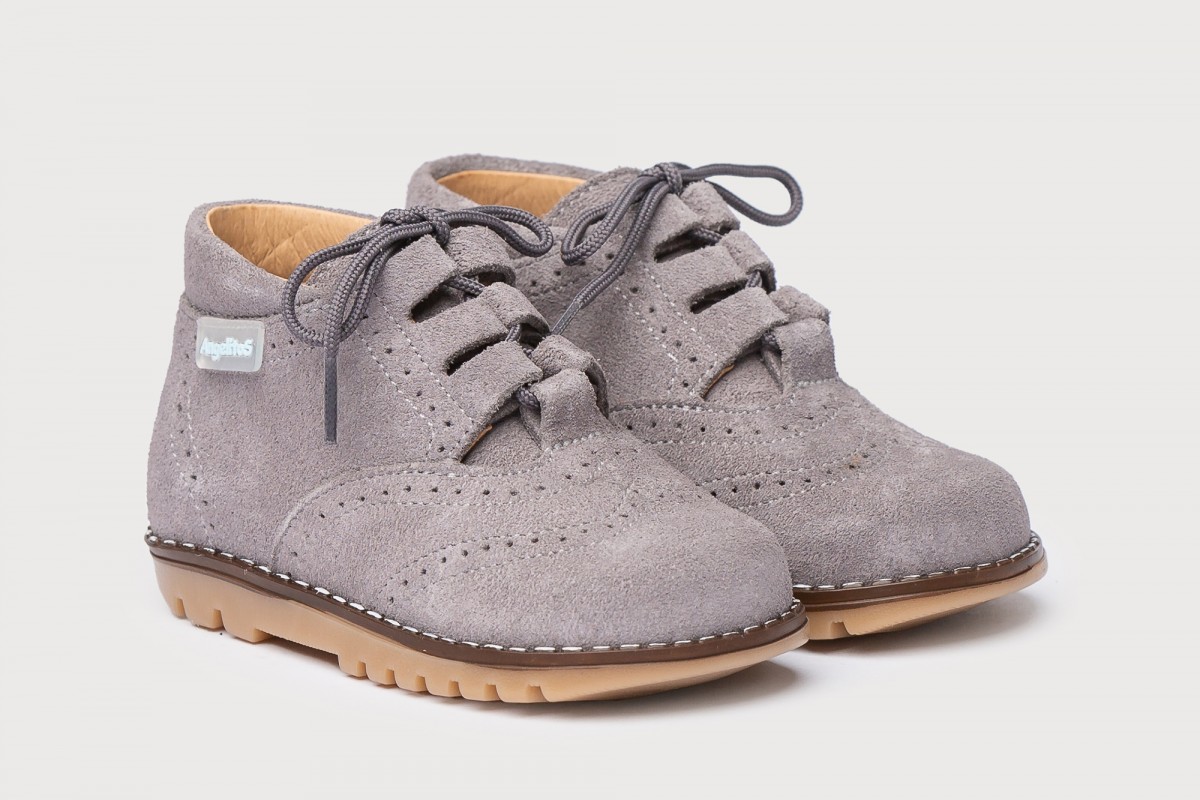 INGLESITA GRIS BOTA ANTE AFELPADO CORDONES ANGELITOS
