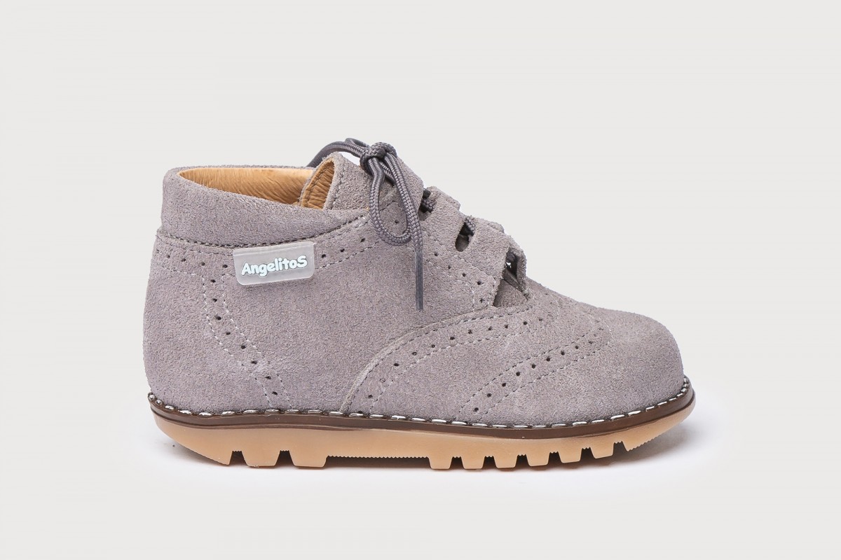 INGLESITA GRIS BOTA ANTE AFELPADO CORDONES ANGELITOS