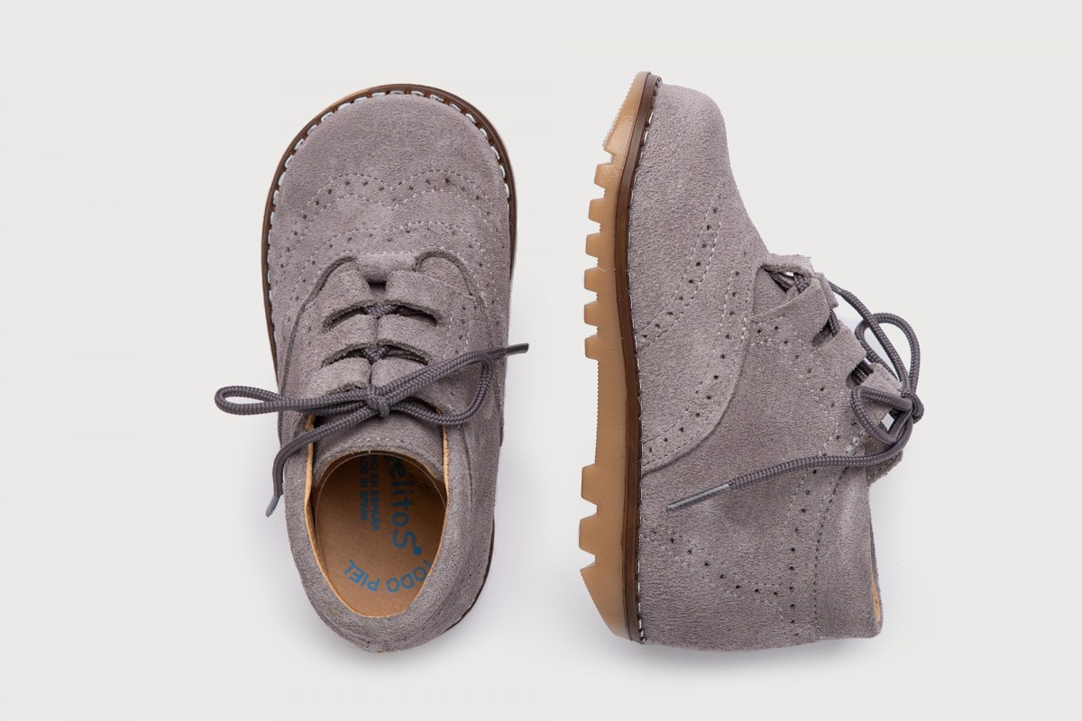INGLESITA GRIS BOTA ANTE AFELPADO CORDONES ANGELITOS