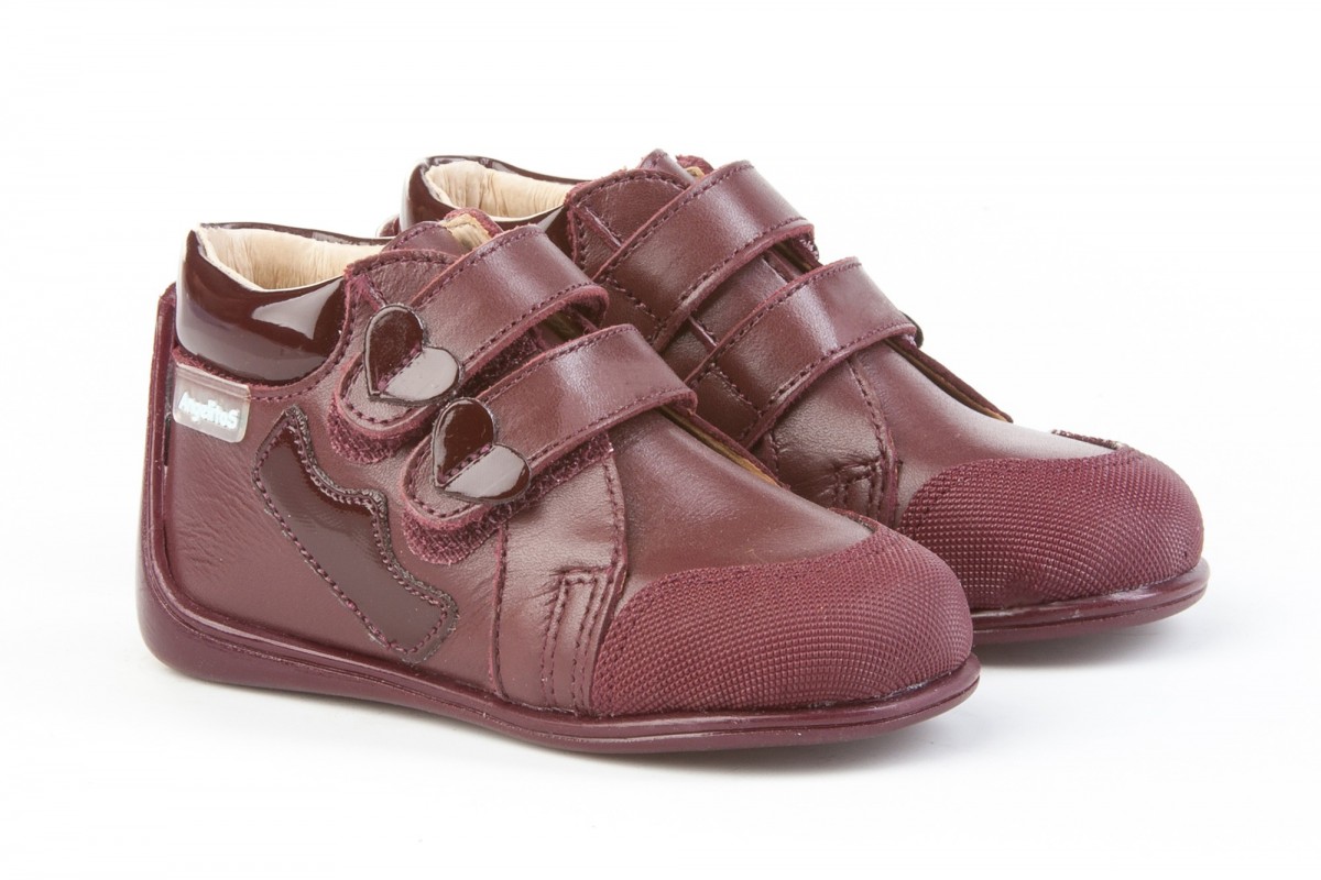 BOTITA VELCRO ANGELITOS BURDEOS