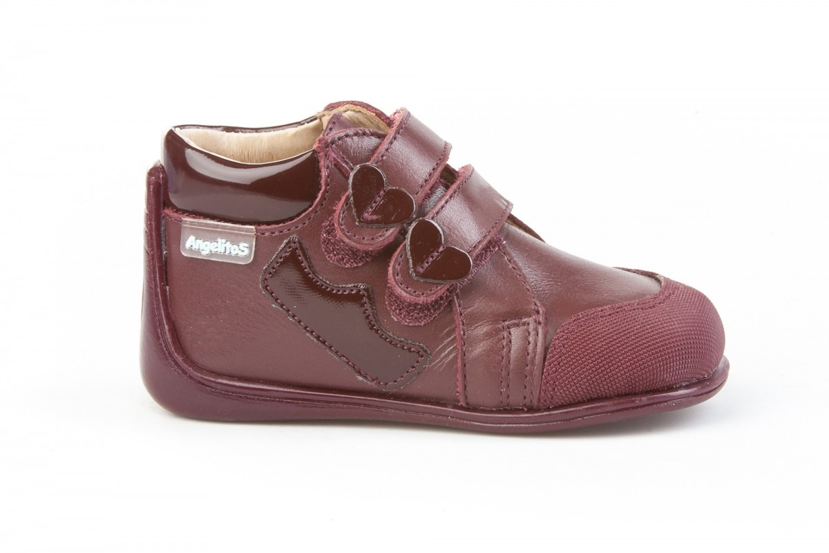 BOTITA VELCRO ANGELITOS BURDEOS