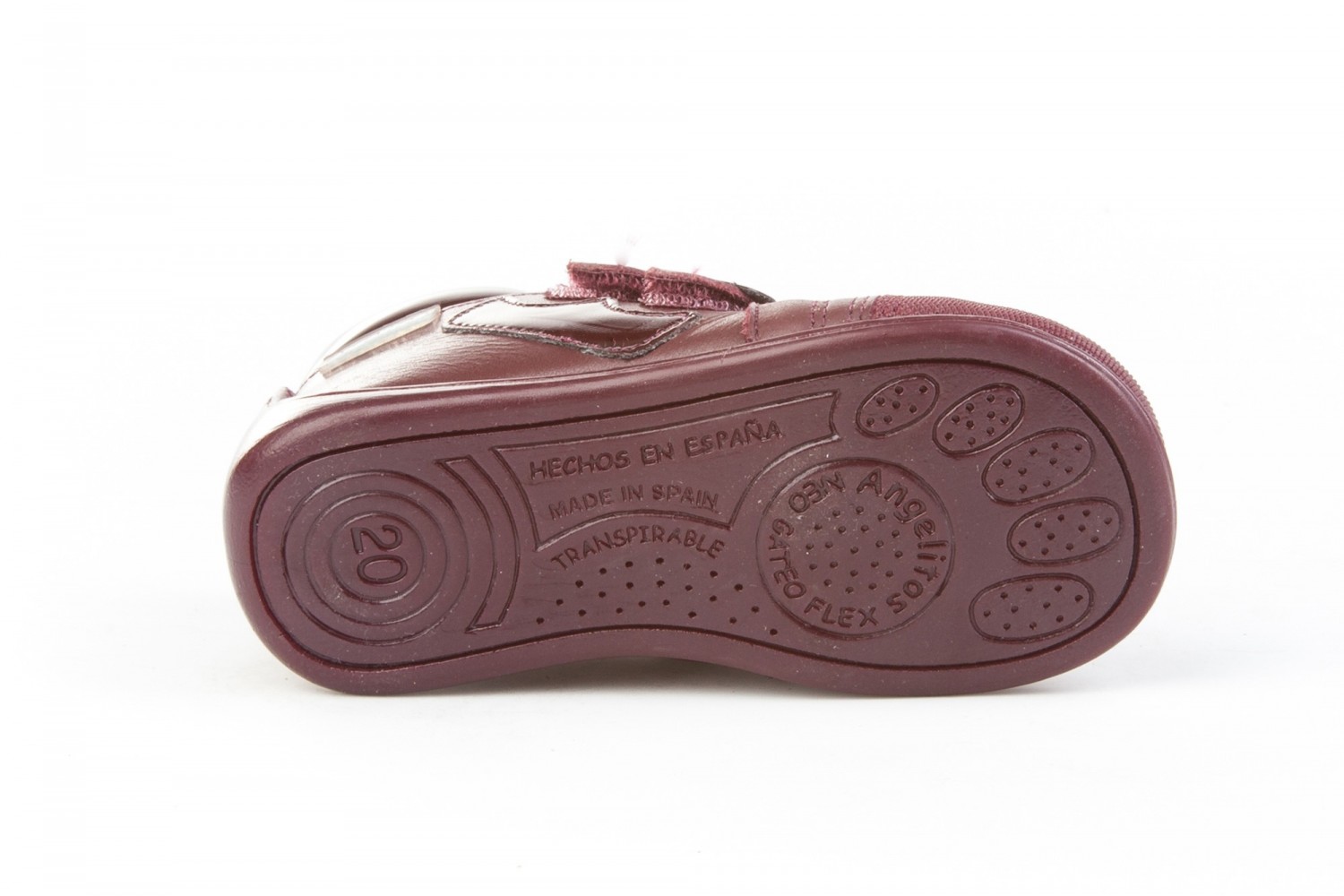 BOTITA VELCRO ANGELITOS BURDEOS