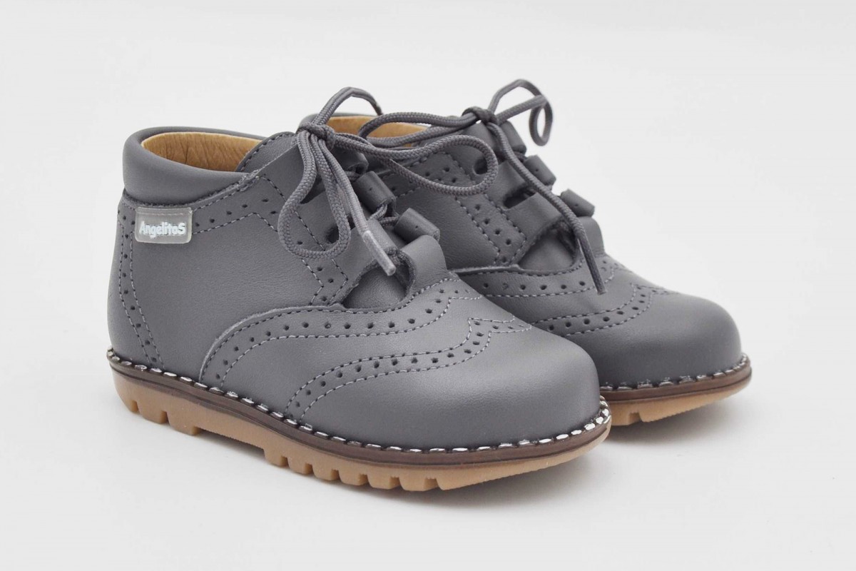 INGLESITA GRIS BOTA NAPA CORDONES ANGELITOS