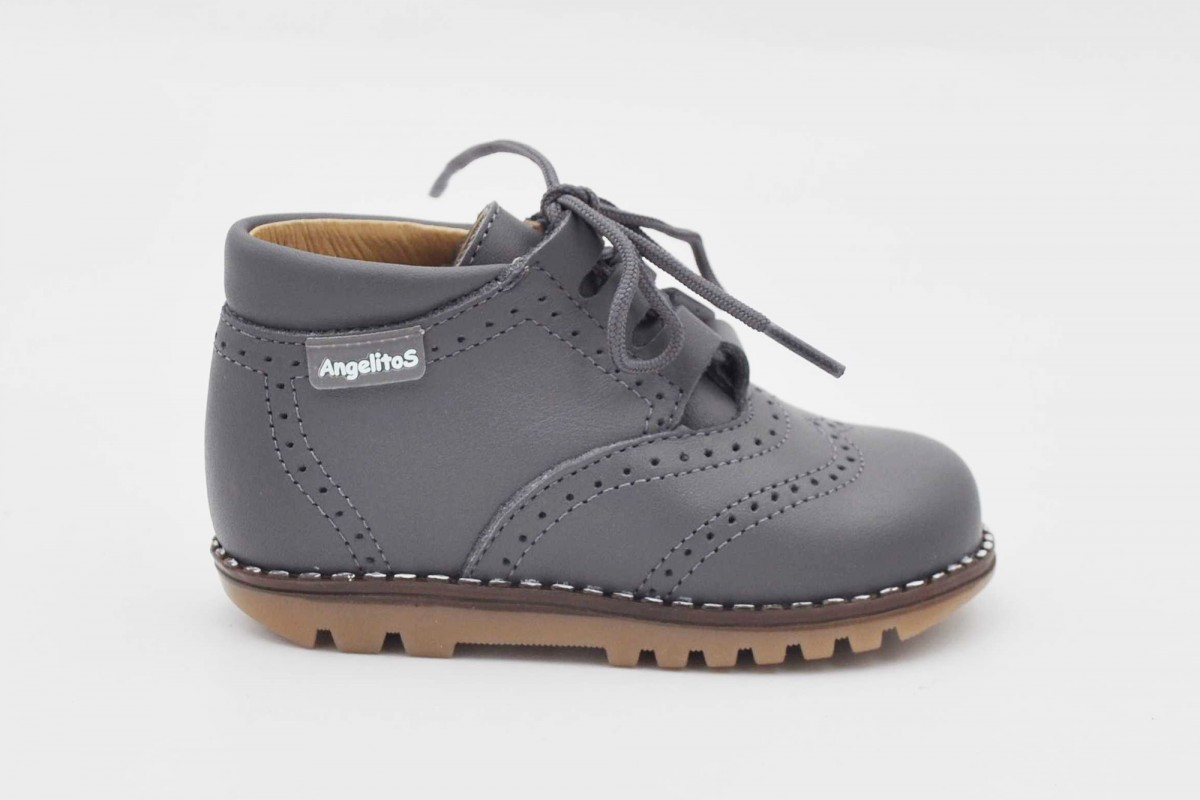 INGLESITA GRIS BOTA NAPA CORDONES ANGELITOS