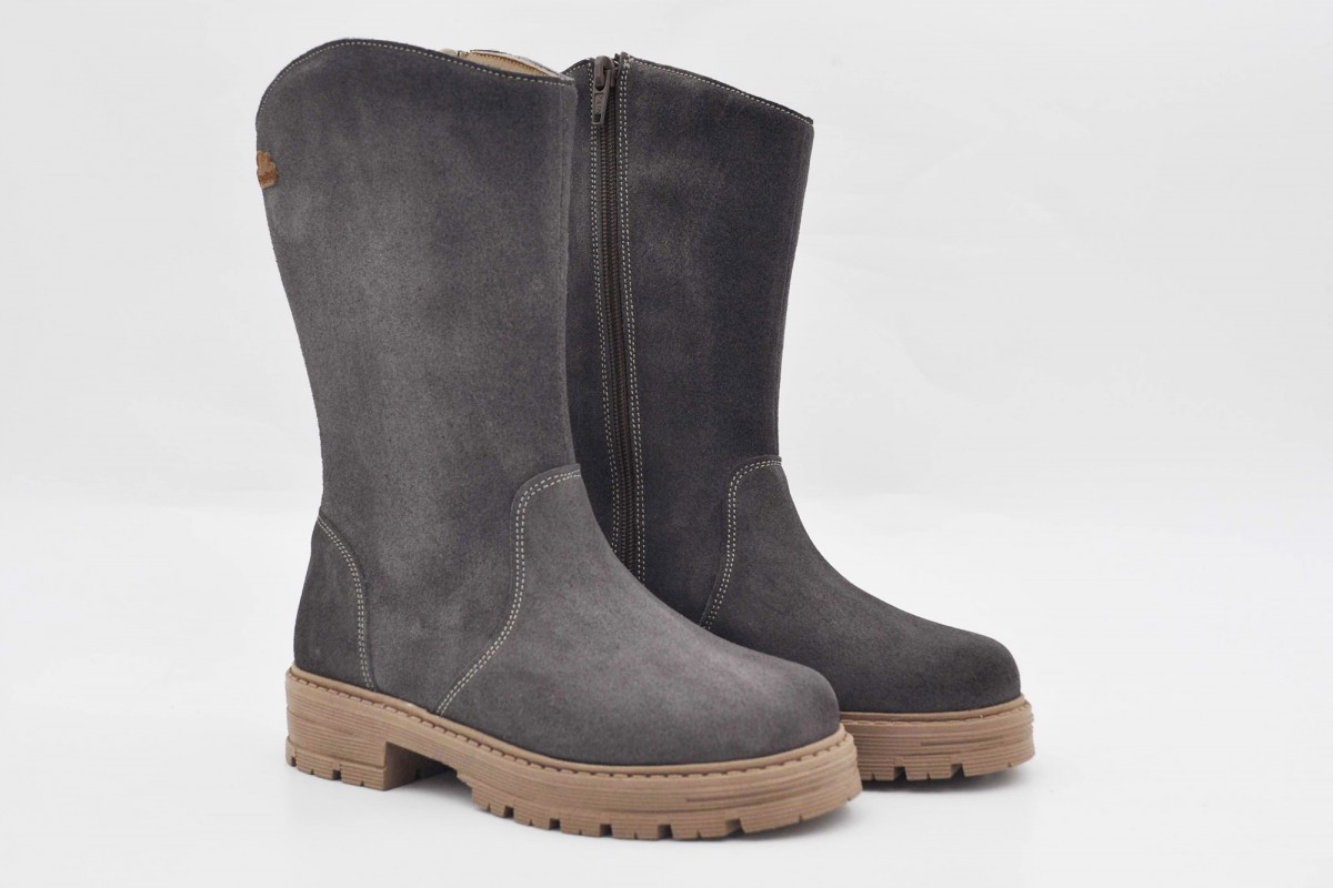 BOTA CAMPERA GRIS ANTE AFELPADO ANGELITOS 4 CM "TEX-NATURE GEL-MEMORY"