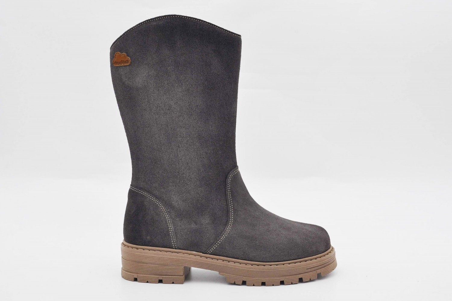 BOTA CAMPERA GRIS ANTE AFELPADO ANGELITOS 4 CM "TEX-NATURE GEL-MEMORY"