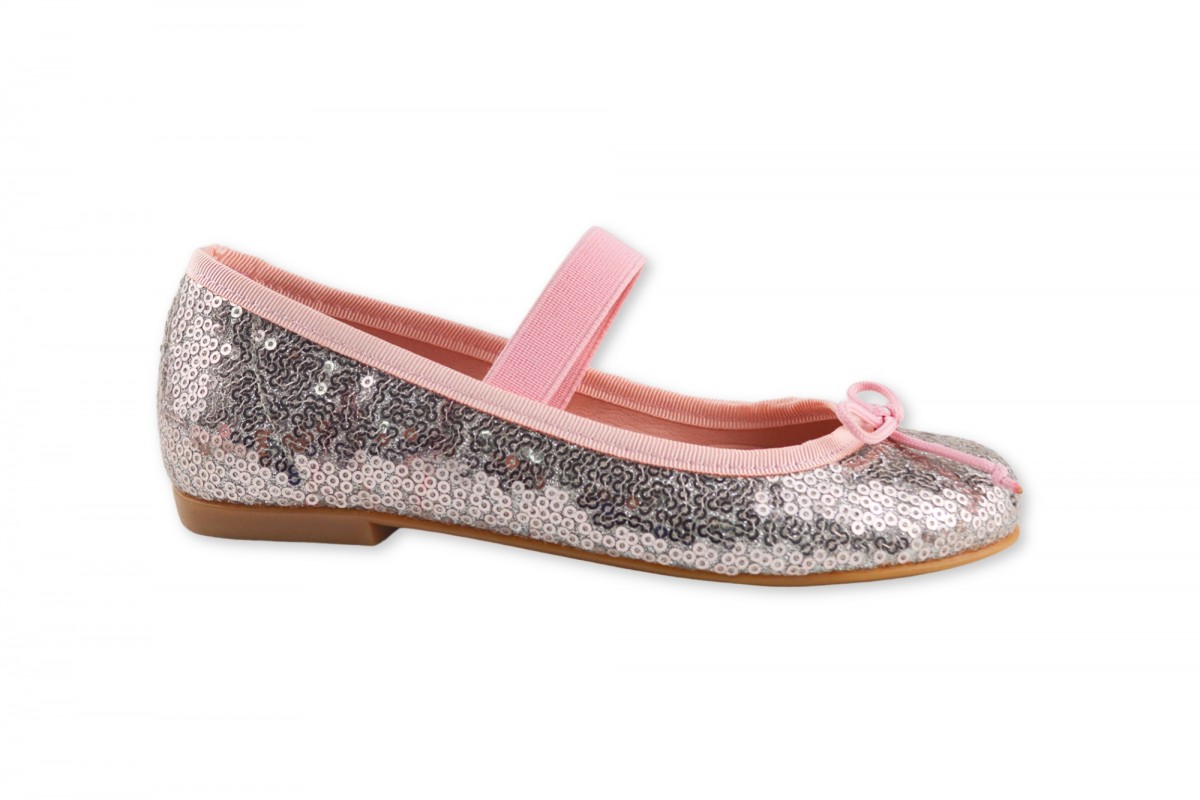 BAILARINA LAZO & ELÁSTICO TEJIDO GLITTER-SEQUINS ANGELITOS NUDE