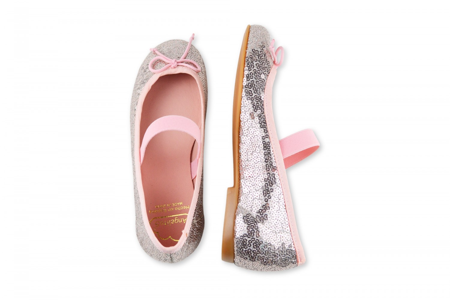 BAILARINA LAZO & ELÁSTICO TEJIDO GLITTER-SEQUINS ANGELITOS NUDE