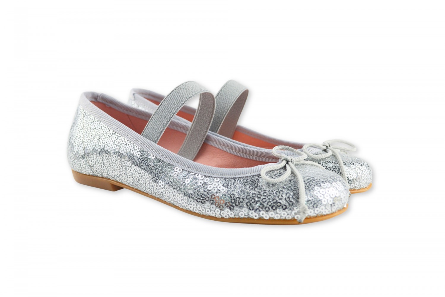BAILARINA LAZO & ELÁSTICO TEJIDO GLITTER-SEQUINS ANGELITOS PLATA