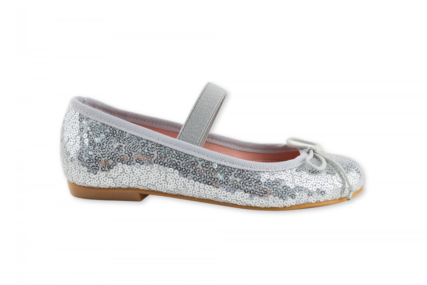 BAILARINA LAZO & ELÁSTICO TEJIDO GLITTER-SEQUINS ANGELITOS PLATA