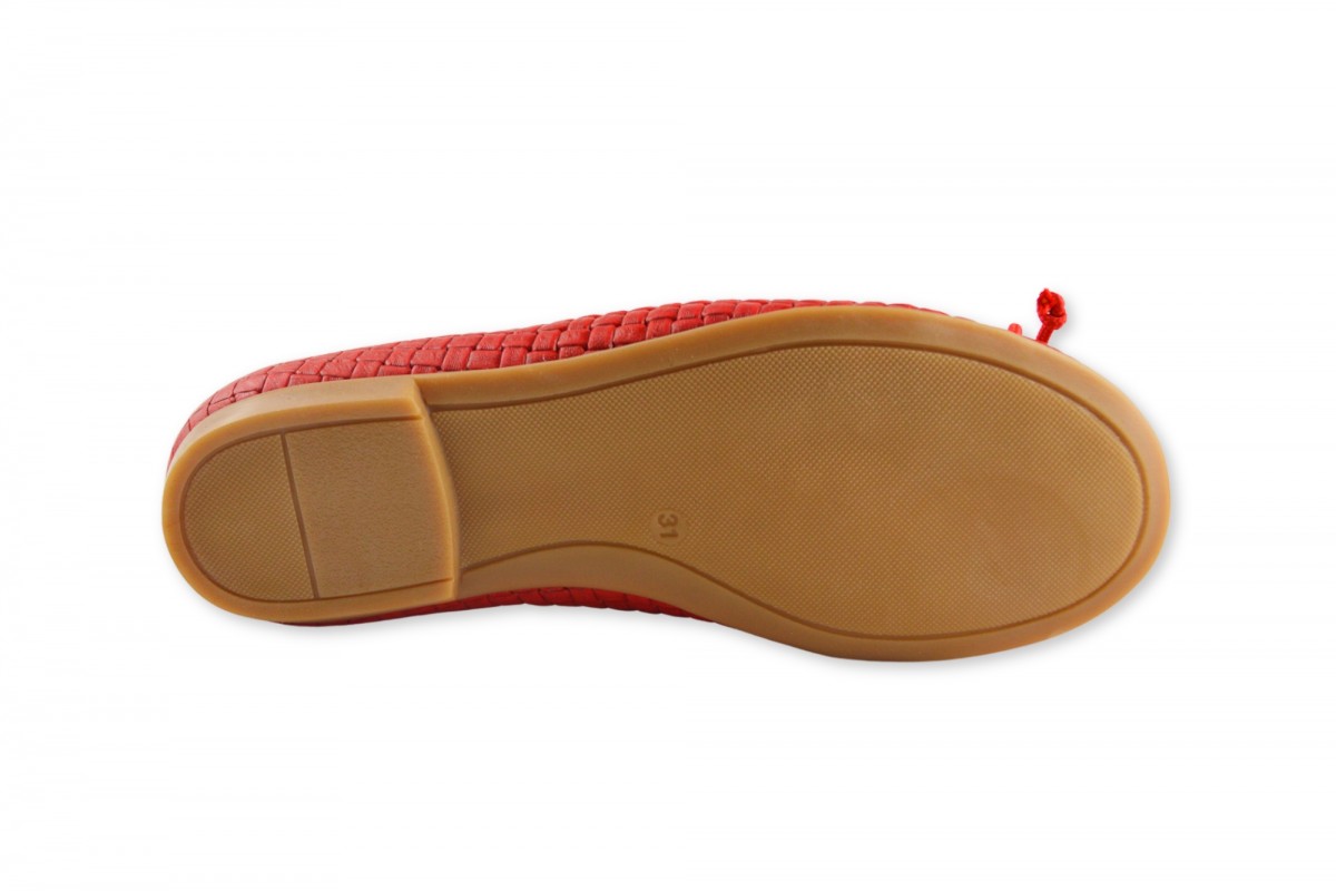 BAILARINA LAZO & ELÁSTICO NAPA TRENZA NATURAL ANGELITOS ROJO
