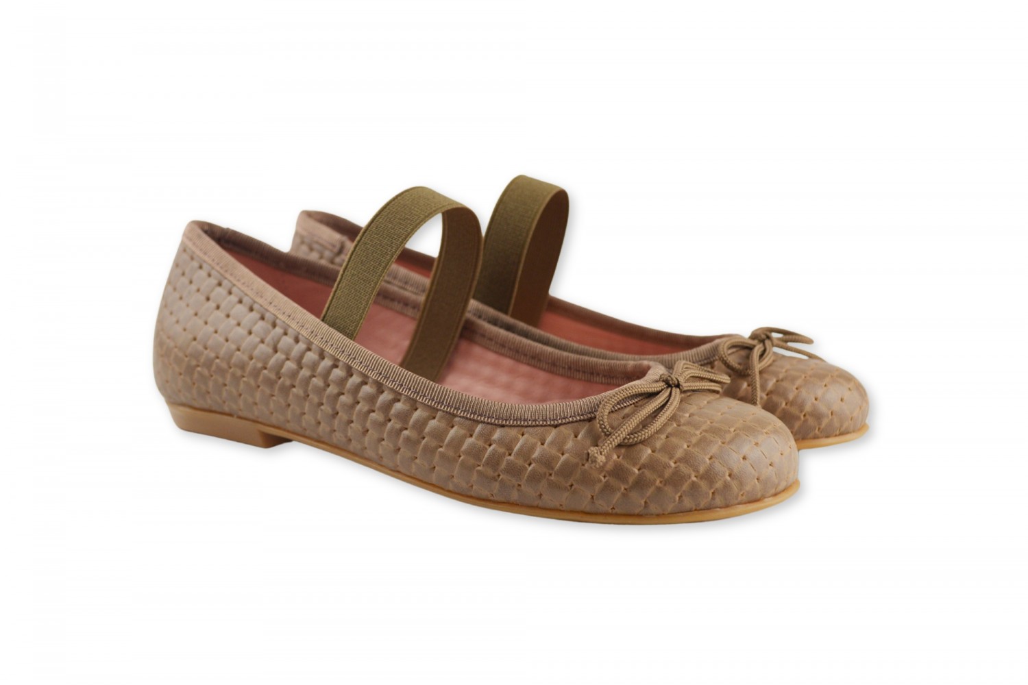 BAILARINA LAZO & ELÁSTICO NAPA TRENZA NATURAL ANGELITOS TAUPE