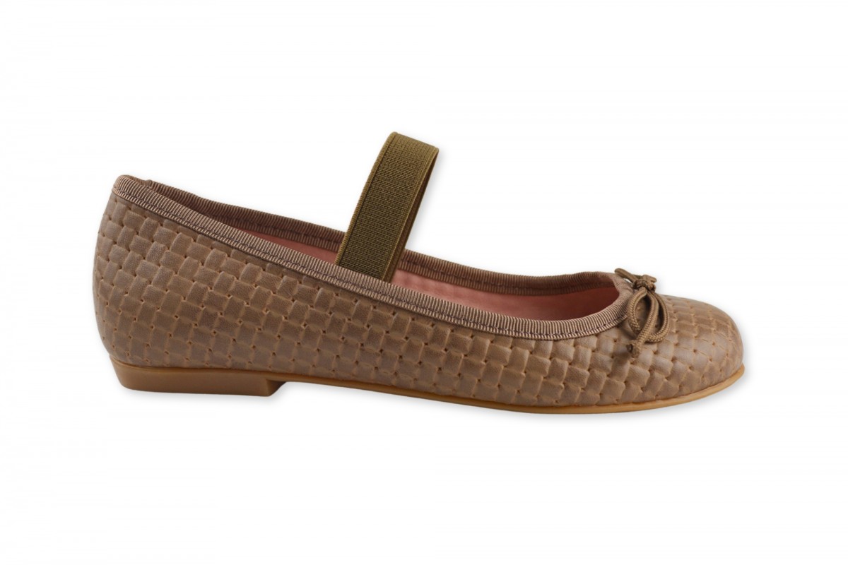 BAILARINA LAZO & ELÁSTICO NAPA TRENZA NATURAL ANGELITOS TAUPE