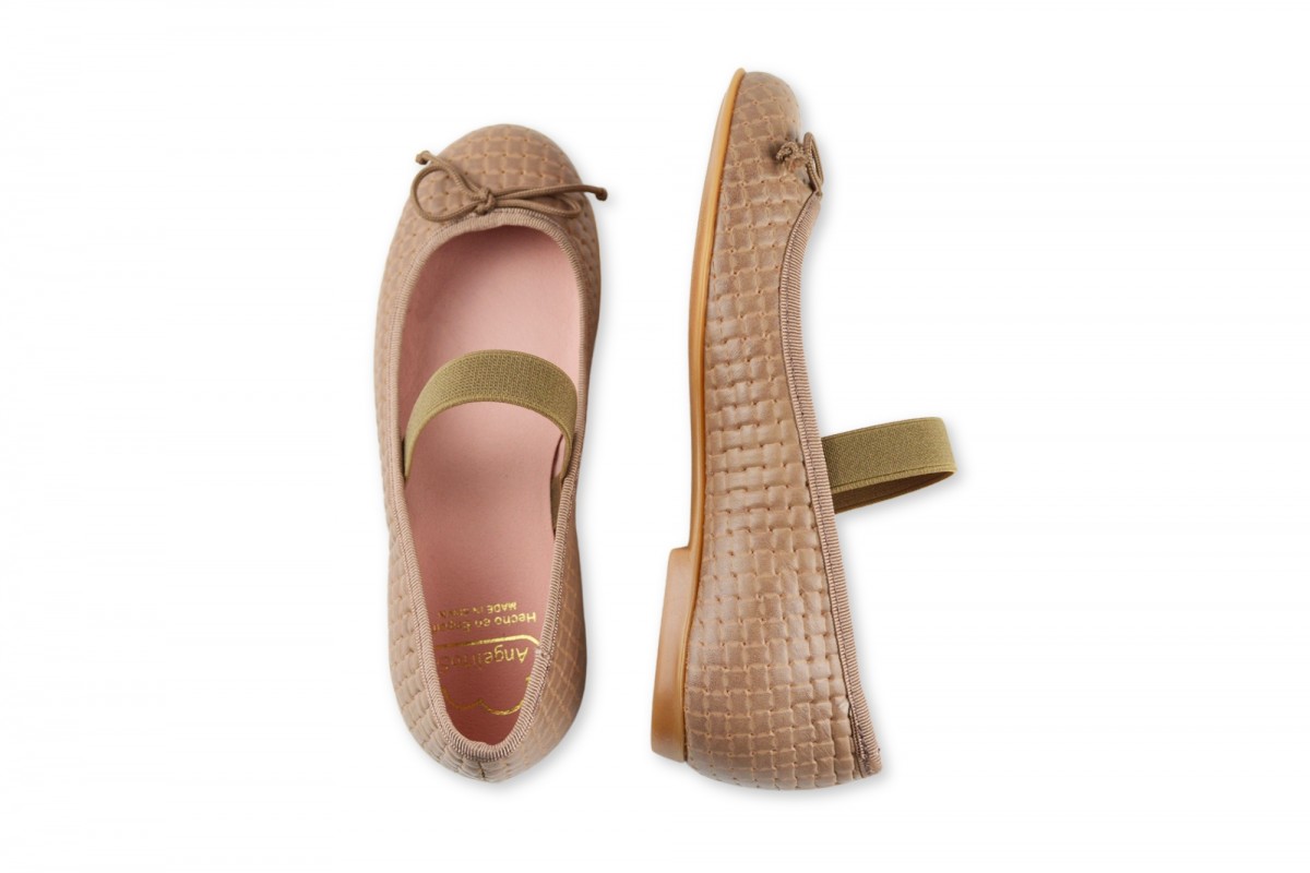 BAILARINA LAZO & ELÁSTICO NAPA TRENZA NATURAL ANGELITOS TAUPE