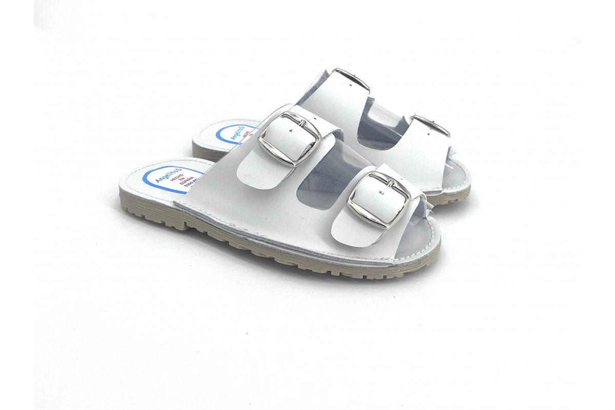 MENORQUINA BLANCA ZUECO HEBILLAS COLECCIÓN FLEXIBLE ANGELITOS